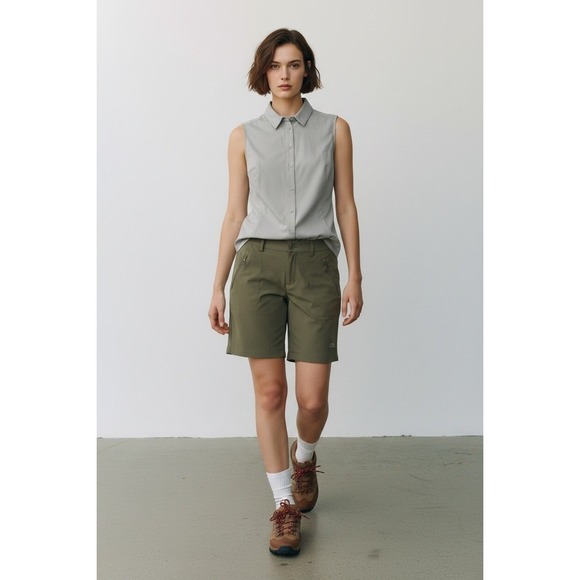 Eddie Bauer Tops - Eddie Bauer Sleeveless Tech Shirt Women's M Grey Textured Slim Fit Sporty Chic